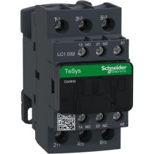 Schneider Electric LC1D32G7 IEC Contactors TeSys D Nonreversing 32A 20HP at 480 VAC up to 100kA SCCR 3-Phase 3-Pole 3 Normally Open 120 VAC 50Hz/60Hz Coil Open