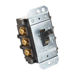 BRYANT 30003D Switch and Lighting Controls, Industrial Grade, Toggle Switches, Motor Disconnects, Three Pole, 30A 600V AC, Side Wired Only, Black