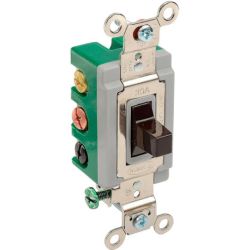 Bryant 3025BRN Toggle Switches 30A DPDT Center Off Brown 3-Position Maintained 120-277VAC Green Face Nylon