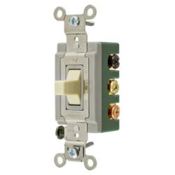 Bryant 3025I Toggle Switches 30A DPDT Ivory Center Off 3-Position Maintained 120-277VAC Green Face Nylon