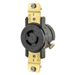BRYANT 4710 Locking Device, Locking Device, Industrial, Flush Receptacle, 15A 125V, 2-Pole 3-Wire Grounding, L5-15R, Screw Terminal, Black