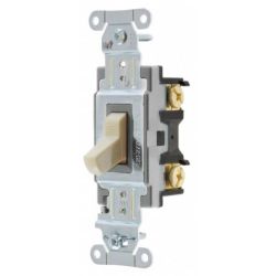 BRYANT 4901I Switch and Lighting Controls, Industrial Grade, Toggle Switch, General Purpose AC, Single Pole, 20A 120/277V AC, Back and Side Wired, Ivory