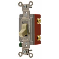 Hubbell BRYANT 4903I Switches and Lighting Controls, Industrial Grade, Toggle Switches, General Purpose AC, Three Way, 20A 120/277V AC, Back and Side Wired, Ivory
