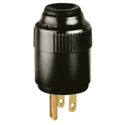 BRYANT 5666B Straight Blade Device, Commercial/Industrial Grade, Male Plugs, 15A 250V, 2-Pole 3-Wire Grounding, 6-15P, Black