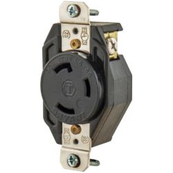 BRYANT 70530FR Locking Devices Industrial Flush Nylon Receptacle 30A 125V 2-Pole 3-Wire Grounding L5-30R Screw Terminal Black