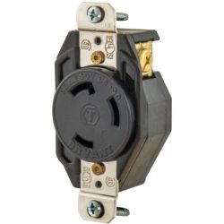 BRYANT 70630FR Locking Devices Industrial Flush Nylon Receptacle 30A 250V 2-Pole 3-Wire Grounding L6-30R Screw Terminal Black