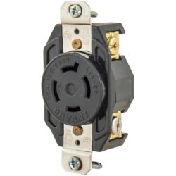 BRYANT 71420FR Locking Devices Industrial Flush Nylon Receptacle 20A 125VAC / 250VAC 3-Pole 4-Wire Grounding L14-20R Screw Terminal Black