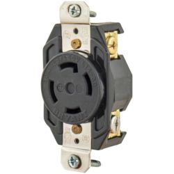 BRYANT 71430FR Locking Devices Industrial Flush Nylon Receptacle 30A 125VAC / 250VAC 3-Pole 4-Wire Grounding L14-30R Screw Terminal Black