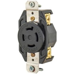 BRYANT 71620FR Locking Devices Industrial Flush Nylon Receptacle 20A 3-Phase Delta 480VAC 3-Pole 4-Wire Grounding L16-20R Screw Terminal Black
