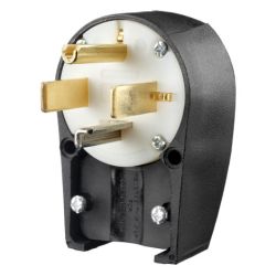 BRYANT 9432ANPB Straight Blade Device, Male Plugs, Heavy Duty, Industrial/Commercial Grade, Angled, Nylon, 30A 125/250V, 3-Pole 4-Wire Grounding, 14-30P, Single Pack