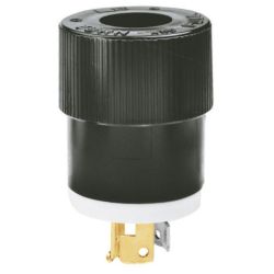 BRYANT 9965 Locking Device, Industrial, Male Plug, 20A 250V, 2-Pole 3-Wire Grounding, Non-NEMA, Screw Terminal, Black