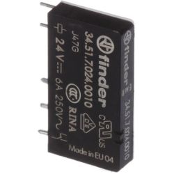finder 34.51.7.024.0010 F3451-24 Ultra-Slim Electromechanical PCB Relay One-Pole 6A Sensitive 24VDC Standard AgNi SPDT Flux Proof 34 SERIES
