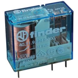 finder 40.31.9.024.0000 PCB/Plug-in 5mm Pinning 1-Pole 24VDC SPDT Pin Length 5.3mm Miniature Relay 40 SERIES