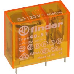 finder 40.51.8.120.0000 PCB/Plug-in 5mm Pinning One-Pole 120VAC SPDT Pin Length 5.3mm Miniature Relay 40 SERIES