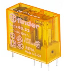 finder 40.52.8.024.0000 PCB/Plug-in 5mm Pinning Two-Pole 24VAC DPDT Pin Length 5.3mm Miniature Relay 40 SERIES