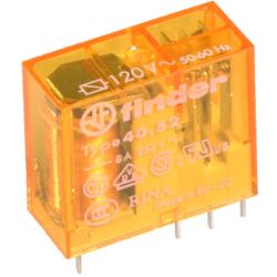 finder 40.52.8.120.0000 PCB/Plug-in 5mm Pinning Two-Pole 120VAC DPDT Pin Length 5.3mm Miniature Relay 40 SERIES