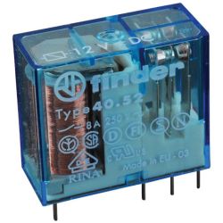 finder 40.52.9.012.0000 PCB/Plug-in 5mm Pinning Two-Pole 12VDC DPDT Pin Length 5.3mm Miniature Relay 40 SERIES
