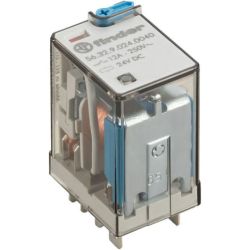 finder 56.32.9.024.0040 Plug-in Two-Pole 12A 24VDC AgNi DPDT Lockable Test Button Mechanical Indicator Miniature Power Relay 56 SERIES