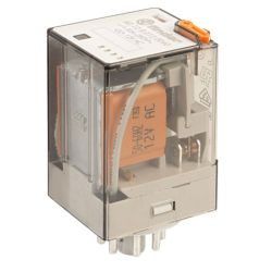 finder 60.12.8.012.0040 8-Pin Plug-in Two-Pole 12VAC 10A DPDT Lockable Test Button Mechanical Indicator General Purpose Relay 60 Series