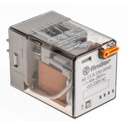 finder 60.12.8.240.0040 8-Pin Plug-in Two-Pole 240VAC 10A DPDT Lockable Test Button Mechanical Indicator General Purpose Relay 60 Series