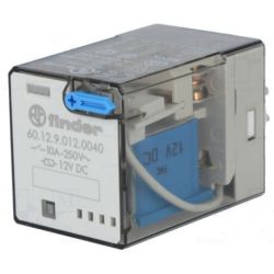 finder 60.12.9.012.0040 8-Pin Plug-in Two-Pole 12VDC 10A DPDT Lockable Test Button Mechanical Indicator General Purpose Relay 60 Series