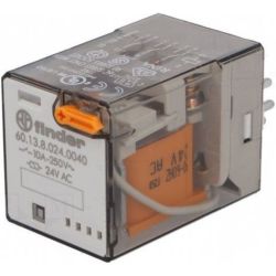 finder 60.13.8.024.0040 11-Pin Plug-in Three-Pole 24VAC 10A 3PDT Lockable Test Button Mechanical Indicator General Purpose Relay 60 Series