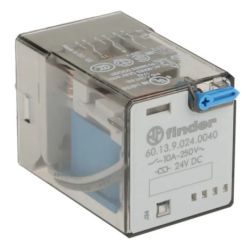 finder 60.13.9.024.0040 11-Pin Plug-in Three-Pole 24VDC 10A 3PDT Lockable Test Button Mechanical Indicator General Purpose Relay 60 Series