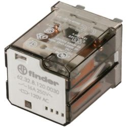 finder 62.32.8.120.0030 Plug-in Two-Pole 120VAC AgCdO DPDT LED Power Relay 16A 62 SERIES