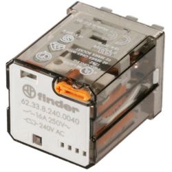 finder 62.33.8.240.0040 Plug-in Three-Pole 240VAC AgCdO 3PDT Lockable Test Button Mechanical Indicator Power Relay 16A 62 SERIES