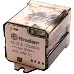 finder 62.82.8.120.0000 Faston 250 (6.3 x 0.8 mm) with Rear Flange Mount Two-Pole 120VAC AgCdO DPDT Power Relay 16A 62 SERIES