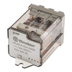 finder 62.83.8.024.0000 Faston 250 (6.3 x 0.8 mm) with Rear Flange Mount Three-Pole 120VAC AgCdO 3PDT Power Relay 16A 62 SERIES