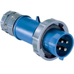 MENNEKES ME430P9W 30A 3-Phase 250VAC 3-Poles 4-Wires Blue 60309 Pin and Sleeve Watertight Plug Connectors