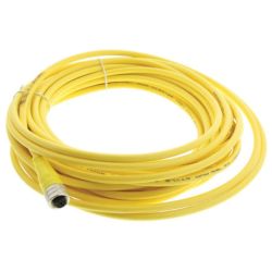 Molex 120065-0487 Micro-Change (M12) Single-Ended Cordsets, 5 Poles, Female (Straight) to Pigtail, 22 AWG, Yellow PVC Cable, 10.0m (32.81') Length