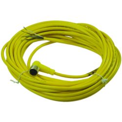 Molex 120065-1567 Micro-Change (M12) Single-Ended Cables, 4 Poles, Female (90°) to Pigtail, 22 AWG, Yellow PVC Cable, 10.0m (32.81') Length