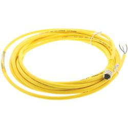 Molex 120086-0107 Nano-Change (M8) Single-Ended Cordsets, 3 Poles, Female (Straight) to Pigtail, 24 AWG, Yellow PVC Cable, 5.0m (16.40') Length