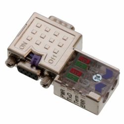 Molex 120103-0001 PROFIBUS Attachable D-Sub Connectors with Diagnostics LEDs and Programming Port, 90° Angle