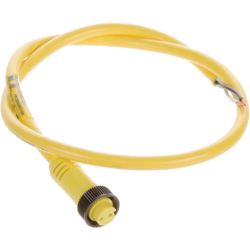 Molex 130006-0088 Mini-Change A-Size Single-Ended Cordsets, 2 Poles, Female (Straight) to Pigtail, 16 AWG, Yellow PVC Cable, 0.91m (3.0') Length