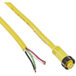 Molex 130006-0737 Mini-Change A-Size Single-Ended Cordsets, 4 Poles, Female (Straight) to Pigtail, 16 AWG, Zinc Coupling Nut, Yellow PVC Cable, 3.66m (12.0') Length
