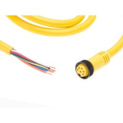Molex 130007-0024 Mini-Change B-Size Single-Ended Cordsets, 6 Poles, Female (Straight) to Pigtail, 16 AWG, Yellow PVC Cable, 1.83m (6.0') Length
