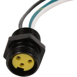 Molex 130013-0135 Mini-Change A-Size Receptacles, 3 Poles, 1/2" - 14 NPT Threads, Female (Straight) to 16 AWG Leads, 0.305m (1.0') Length