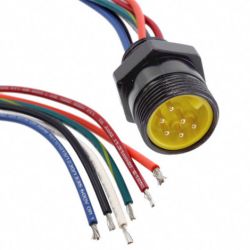 Molex 130014-0025 Mini-Change B-Size Receptacles, 6 Poles, 1/2" - 14 NPT Threads, Male (Straight) to 16 AWG Leads, 0.305m (1.0') Length