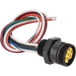 Molex 1300140037 Mini-Change B-Size Receptacles, 7 Poles, 1/2" - 14 NPT Threads, Female (Straight) to 16 AWG Leads, 0.305m (1.0') Length
