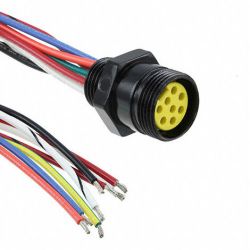 Molex 130014-0061 Mini-Change B-Size Receptacles, 8 Poles, 1/2" - 14 NPT Threads, Female (Straight) to 16 AWG Leads, 0.305m (1.0') Length