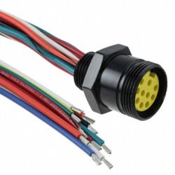 Molex 130015-0024 Mini-Change C-Size Receptacles, 10 Poles, 1/2" - 14 NPT Threads, Female (Straight) to 16 AWG Leads, 0.305m (1.0') Length