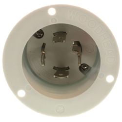 Molex 130149-0052 Safeway Flanged Inlets with Locking Blade, 3 Pole/4 Wire, NEMA L15-30, 3ø 250V