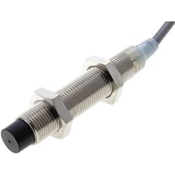 Omron E2A-M12LN08-WP-B1 2M Cylindrical, Metric Threaded Brass M12 12mm Long Body Non-Shielded 8mm DC 3-Wire Pre-Wired PVC Normally Open PNP Open Collector Extended Range Proximity Switches E2A Series