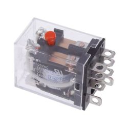 Omron LY2I4N 10A 2-Pole AC110/120 DPDT Plug-in/Solder LED Indicator and Push-to-Test Button 110VAC-120VAC General Purpose Relay LY Series