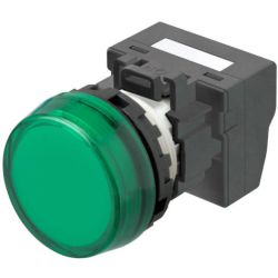 Omron M22N-BC-TGA-GC Plastic Flat Etched Green Cap LED 24VAC 24VDC Green IP66 NEMA 4X NEMA13 Switches M22N Series