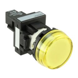 Omron M22N-BC-TYA-YC Plastic Flat Etched Yellow Cap LED 24VAC 24VDC Yellow IP66 NEMA 4X NEMA13 Switches M22N Series