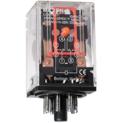Omron MK2PN-S-AC24 DPDT Plug-in Mechanical Indicator and Push-to-Test Button 24VAC General Purpose Relay MK Series